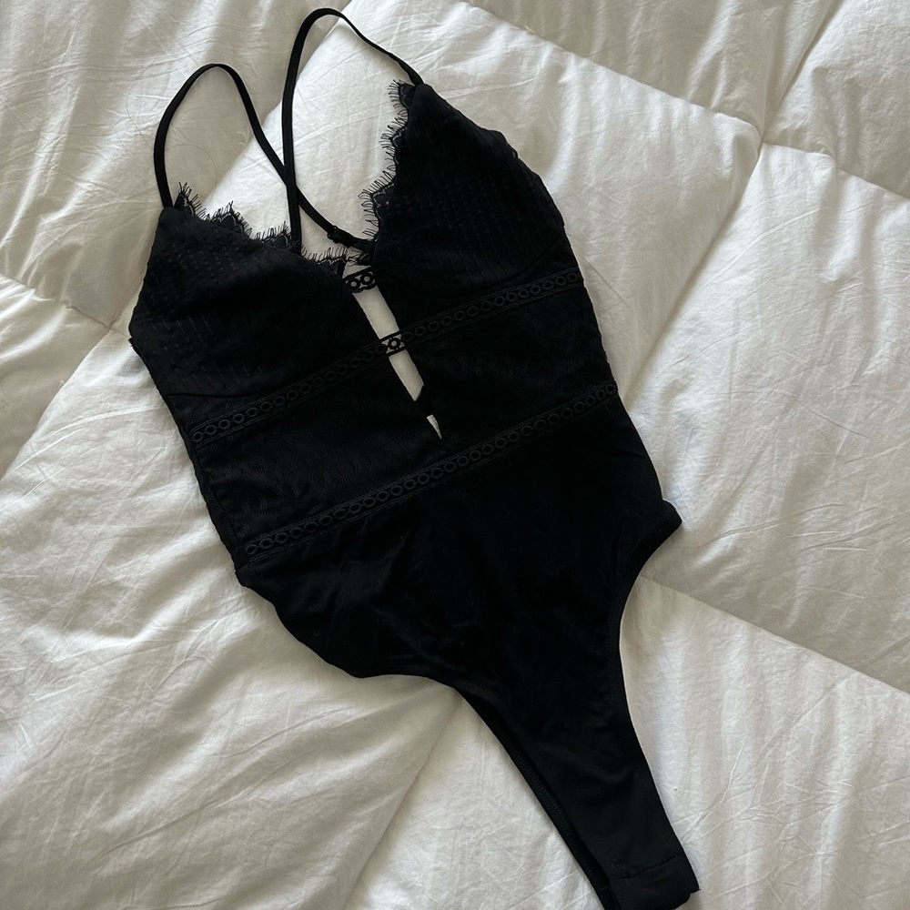 Superdown black lace bodysuit NWT